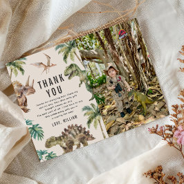 Waterverf Dinosaurus Verjaardagsfeest Foto Bedankkaart