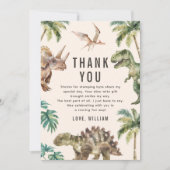 Waterverf dinosaurus verjaardagsfeestje bedankkaart (Voorkant)