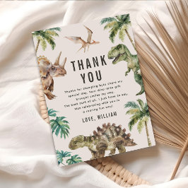 Waterverf dinosaurus verjaardagsfeestje bedankkaart