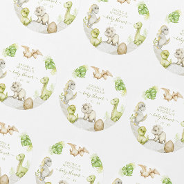 Waterverf dinosaurus verjaardagsfeestje ronde sticker