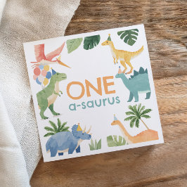 Waterverf dinosaurus verjaardagsfeestje servet