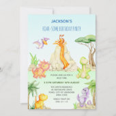 Waterverf Dinosaurus Vulkaan Thema Kinderen Verjaa Kaart (Voorkant)