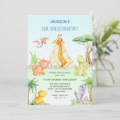 Waterverf Dinosaurus Vulkaan Thema Kinderen Verjaa Kaart (Staand voorkant)