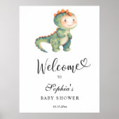 Waterverf Dinosaurus - Welkom baby shower Poster (Voorkant)