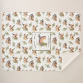 Waterverf dinosauruspatroon | Monogram sherpa Sherpa Deken (Voorkant (horizontaal))