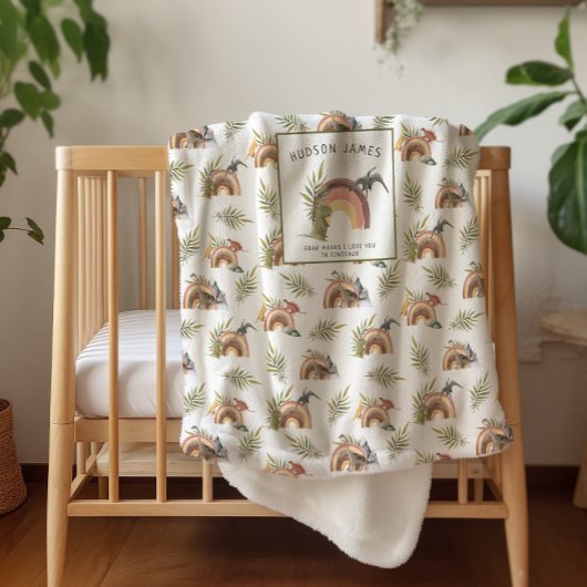 Waterverf dinosauruspatroon | Monogram sherpa Sherpa Deken