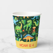 Waterverf Dinosaurussen Patroon Jongens Verjaardag Papieren Bekers (Achterkant)