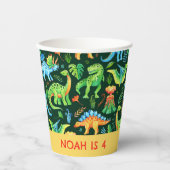 Waterverf Dinosaurussen Patroon Jongens Verjaardag Papieren Bekers (Voorkant)
