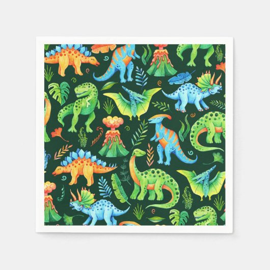 Waterverf Dinosaurussen T rex Boys Verjaardagsfees Servet (Voorkant)