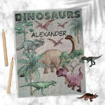Waterverf Dinosaurussen T-Rex Dinos Jongensnaam Legpuzzel<br><div class="desc">naamontwerp voor een gepersonaliseerd cadeau voor verjaardagen,  kerst of terug naar schooltijd,  met waterverf geschilderde dinosaurussen,  verander gewoon de naam.</div>