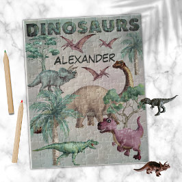 Waterverf Dinosaurussen T-Rex Dinos Jongensnaam Legpuzzel