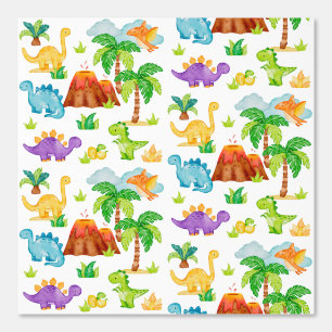 Waterverf Dinosaurussen Trex Volcano Palmbomen Kin Behang
