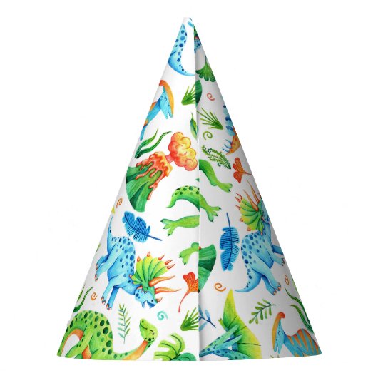 Waterverf Dinosaurussen Verjaardagsfeest Feesthoedjes (Achterkant)