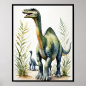 Waterverf Diplodocus Dinosaur Wallart Poster (Voorkant)