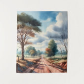 Waterverf Dirt Road Landscape Wandkleed (Voorkant)