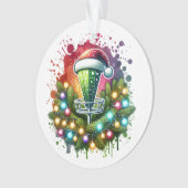 Waterverf Disc Golf thema Kerst gepersonaliseerd Ornament (voorkant)