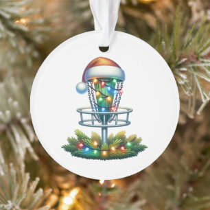 Waterverf Disc Golf thema Kerst gepersonaliseerd Ornament