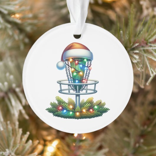 Waterverf Disc Golf thema Kerst gepersonaliseerd Ornament (Boom)