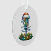 Waterverf Disc Golf thema Kerst gepersonaliseerd Ornament (voorkant)