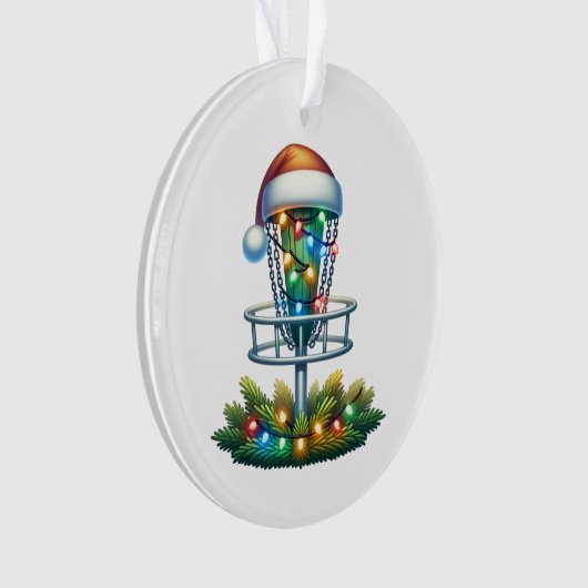 Waterverf Disc Golf thema Kerst gepersonaliseerd Ornament (voorkant)