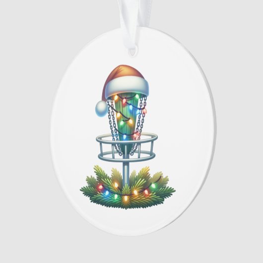 Waterverf Disc Golf thema Kerst gepersonaliseerd Ornament (voorkant)