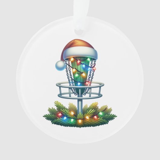 Waterverf Disc Golf thema Kerst gepersonaliseerd Ornament (voorkant)