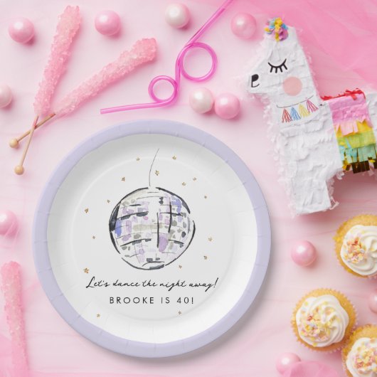 Waterverf Disco Ball Verjaardagsfeestje Papieren Bordje (Feest)