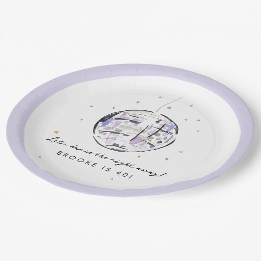 Waterverf Disco Ball Verjaardagsfeestje Papieren Bordje (Gekanteld)