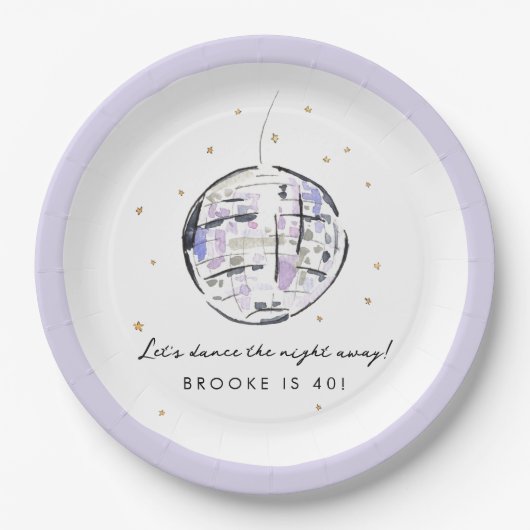 Waterverf Disco Ball Verjaardagsfeestje Papieren Bordje (Voorkant)