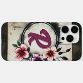 Waterverf Distressed Flowers Chic Messy Monogram Case-Mate iPhone Case (Achterkant (horizontaal))