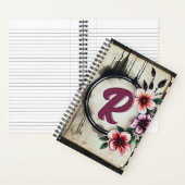 Waterverf Distressed Flowers Chic Messy Monogram Notitieboek (Binnen)