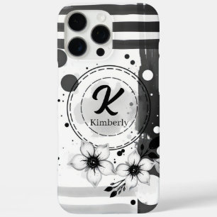 Waterverf Distressed Zwart-wit Bloemen Art iPhone 16 Pro Max Hoesje