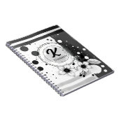 Waterverf Distressed Zwart-wit Bloemen Art Notitieboek (Rechterzijde)