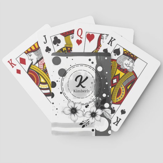 Waterverf Distressed Zwart-wit Bloemen Art Pokerkaarten (Achterkant)