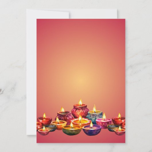 Waterverf Diya Diwali Uitnodiging (Achterkant)