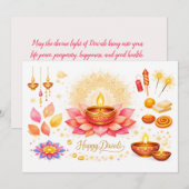 Waterverf Diya & Lotus kaart (Voorkant / Achterkant)