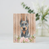 Waterverf Doberman & Flowers Briefkaart (Staand voorkant)