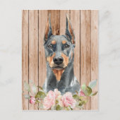 Waterverf Doberman & Flowers Briefkaart (Voorkant)