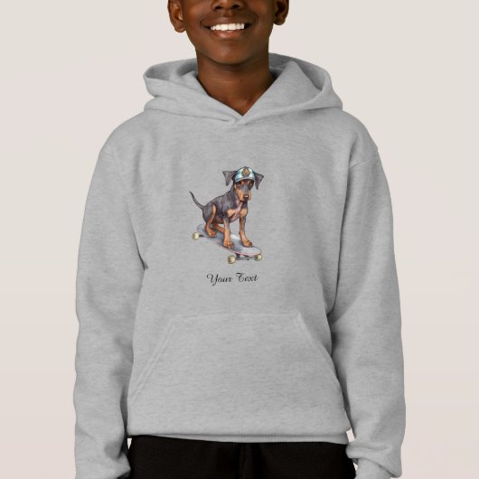 Waterverf Doberman Kinder Pullover Hoodie (Voorkant)