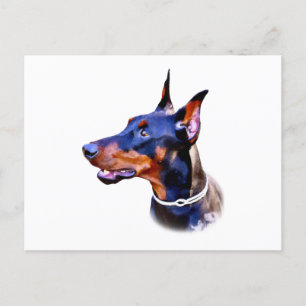 Waterverf Doberman Pinscher Briefkaart