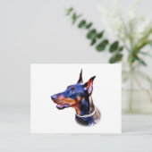 Waterverf Doberman Pinscher Briefkaart (Staand voorkant)