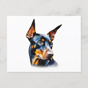 Waterverf Doberman Pinscher Briefkaart