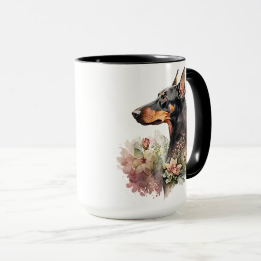 Waterverf DOBERMAN PINSCHER DOG Mok (Voorkant rechts)