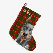 Waterverf Doberman Pinscher Dog Persoonlijk Grote Kerstsok (Voorkant (Hangend))