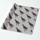 Waterverf Doberman Pinscher Dog Pet Animal Cadeaupapier (Uitgerold)