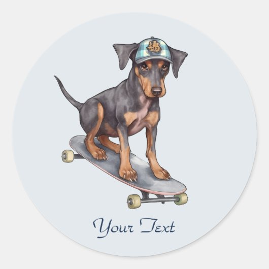 Waterverf Doberman Pinscher Sticker (Voorkant)