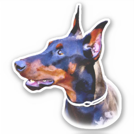 Waterverf Doberman Pinscher Sticker (Voorkant)