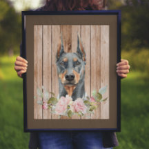 Waterverf Dobermann & Bloemen