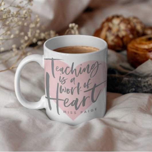 Waterverf docent cadeau hart koffiemok