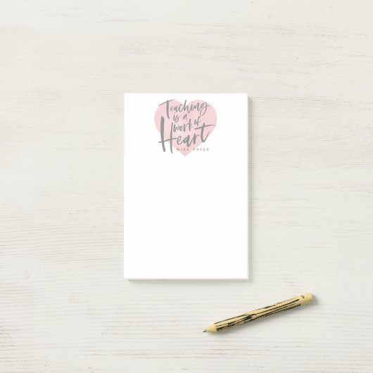 Waterverf docent cadeau hart post-it® notes (Op bureau)
